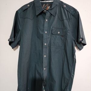 Men's Amplify Short-Sleeve Button-Down Shirt - Green Size Large